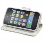 Wholesale iPhone 4S / 4 Square Flip Leather Wallet Case  (White)